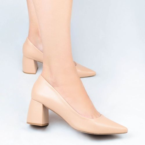 Scarpin Salto Bloco Areta Nude