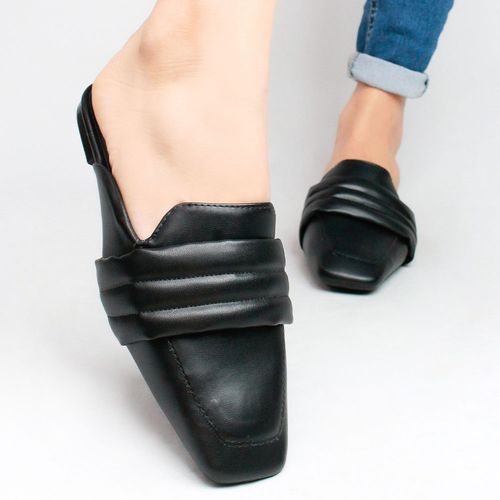 Mule Bico Quadrado Kizarina Preto