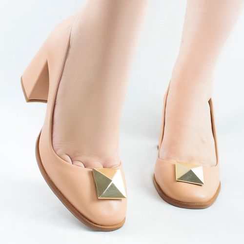 Scarpin Salto Bloco Emma Nude