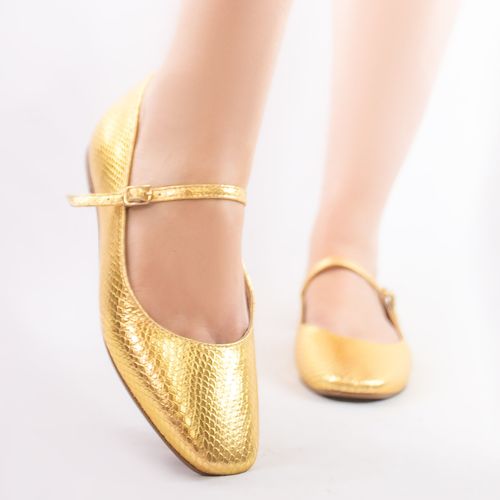 Sapatilha bailarina Bella Dourado