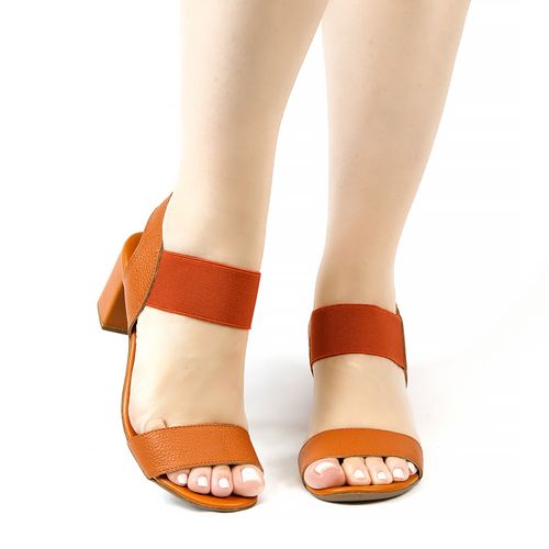 Sandália Salto Bloco Veronia Terracota