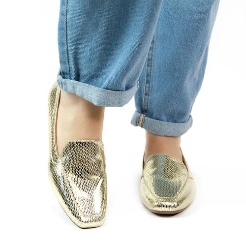 Mocassim Craquelado Méria Ouro Light