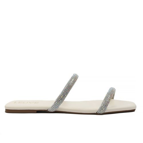 Rasteira Strass Flórida Off White