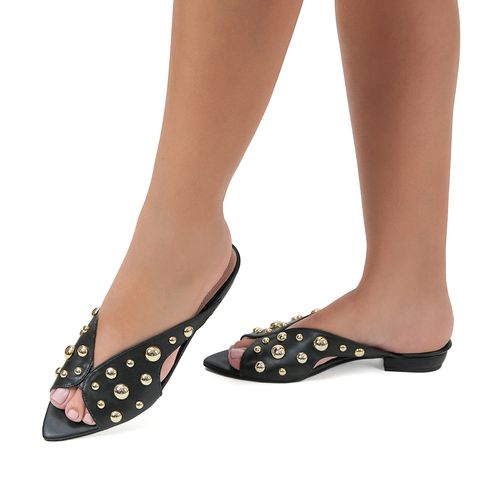 Mule Bico Folha Capri Preto