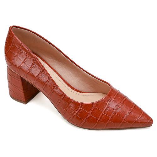 Scarpin Croco Piatã Terracota