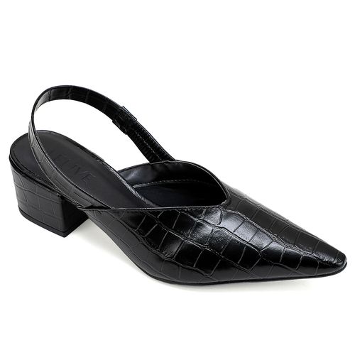 Slingback Croco Tílias Preto