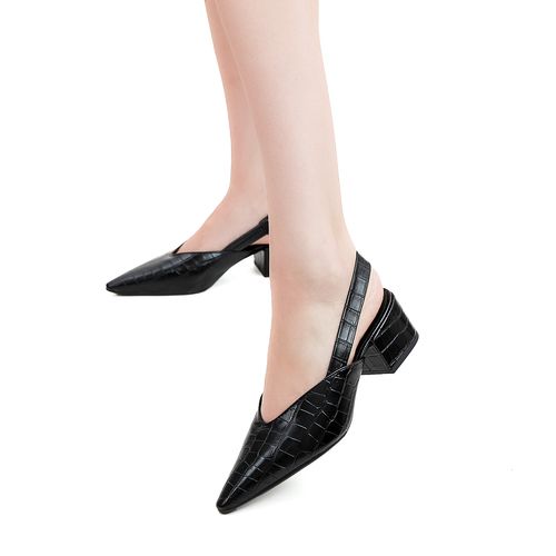 Slingback Croco Tílias Preto
