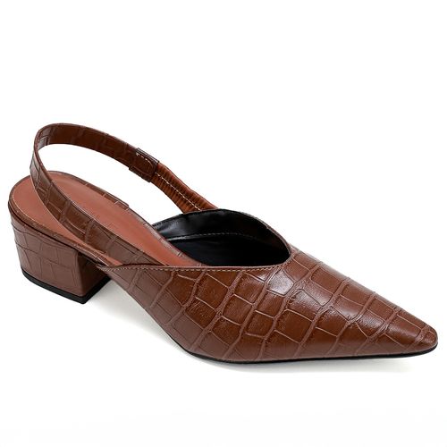 Slingback Croco Tílias Cacau