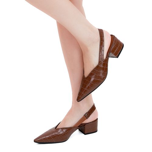 Slingback Croco Tílias Cacau