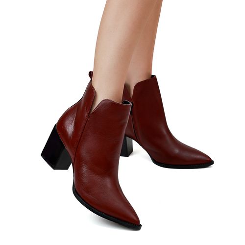Bota Bico Fino Puno  Marsala