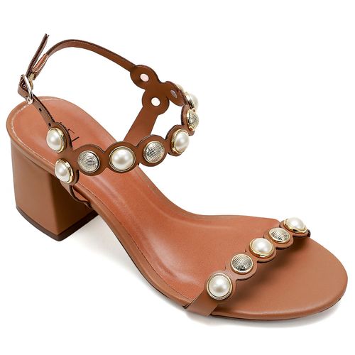 Sandália Salto Bloco Acarigua Capuccino