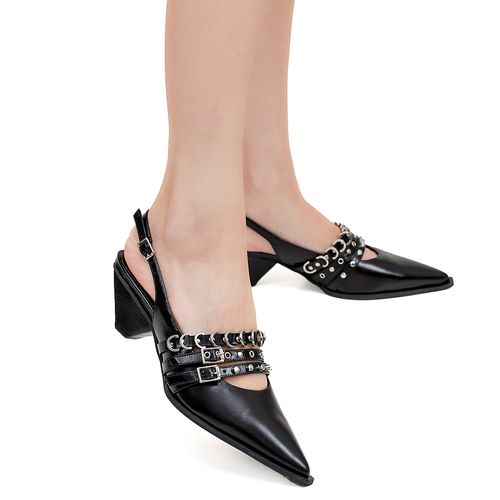 Slingback Patos Preto