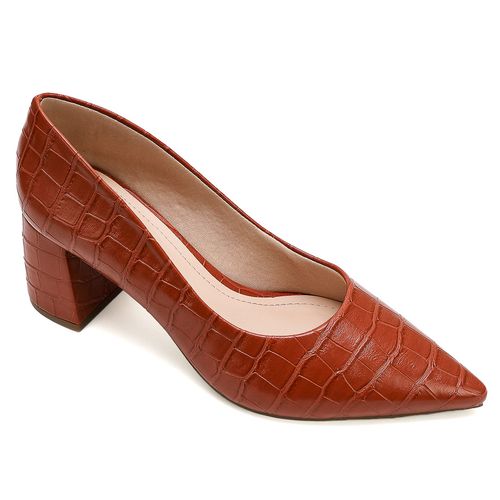 Scarpin Croco Piatã Caramelo