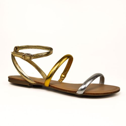 Rasteira Ponta Verde Prata e Ouro light