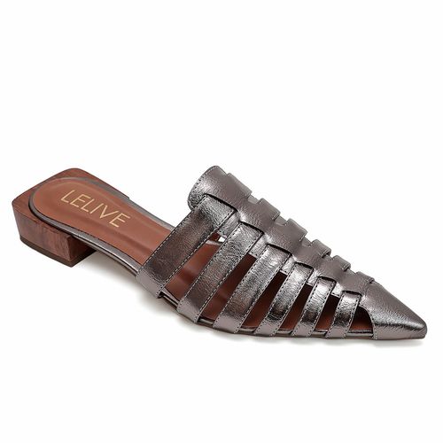 Mule Bico Alongado Lark Prata Velho